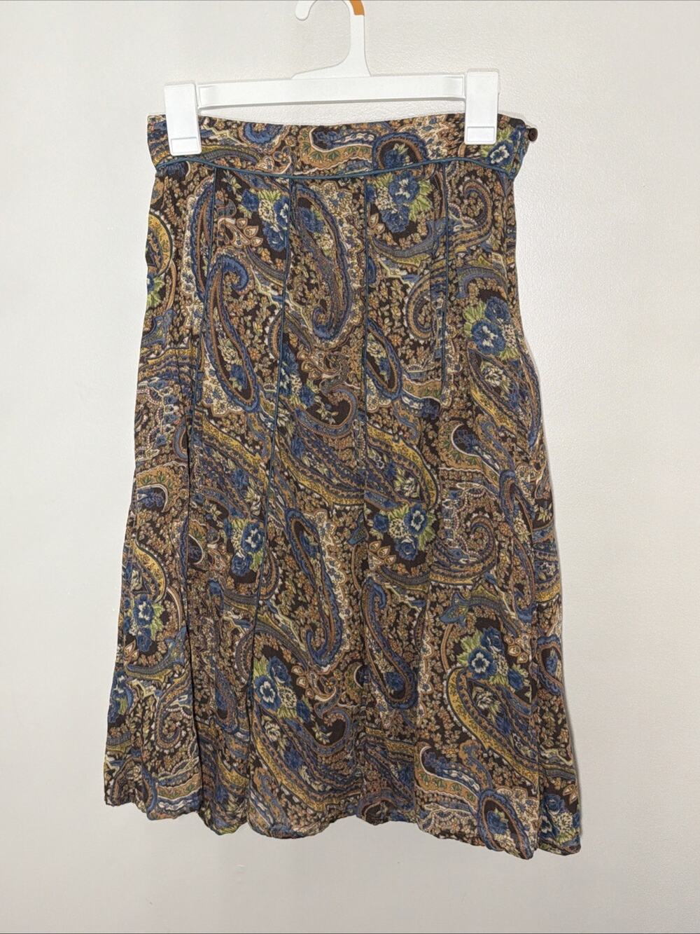 Vintage April Cornell Paisley A Line Skirt XS Lightweight Cottage Boho Prairie